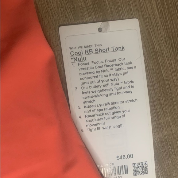 Lululemon cool razorback short Tank Nulu Sz raspberry cream - Picture 2 of 2